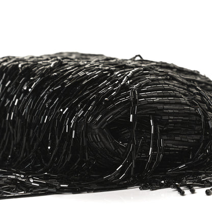 Jimmy Choo Satin Bead Embellished Callie Fringe Tassel Chain Evening Bag Black 10 of 12