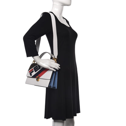 Fendi X FILA Vitello Liberty Mania Bi-Color FF 1974 Embossed Kan I Shoulder Bag White Nebula Multicolor 2 of 14