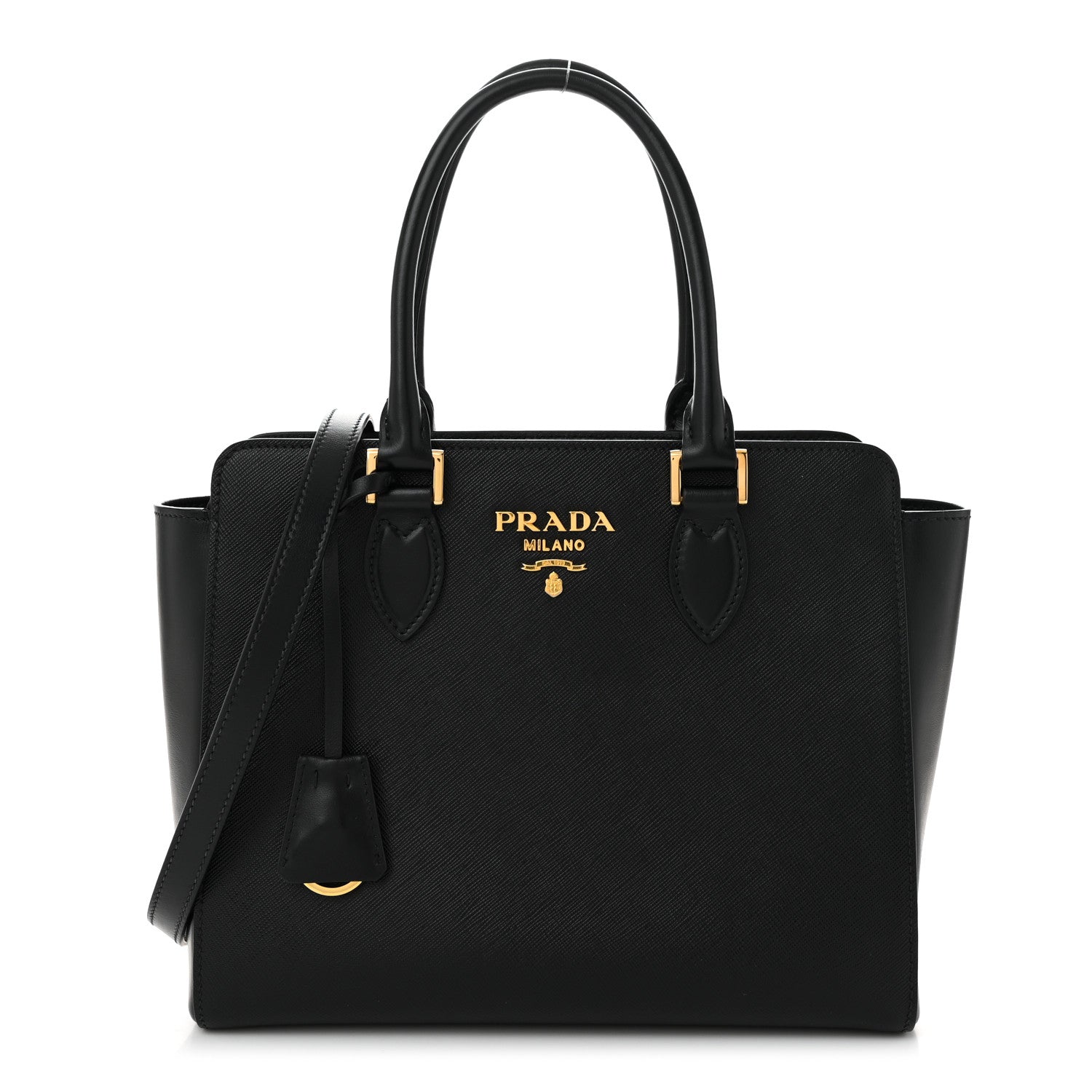 Prada Saffiano Soft Calfskin Small Zippered Tote Black 1 of 9