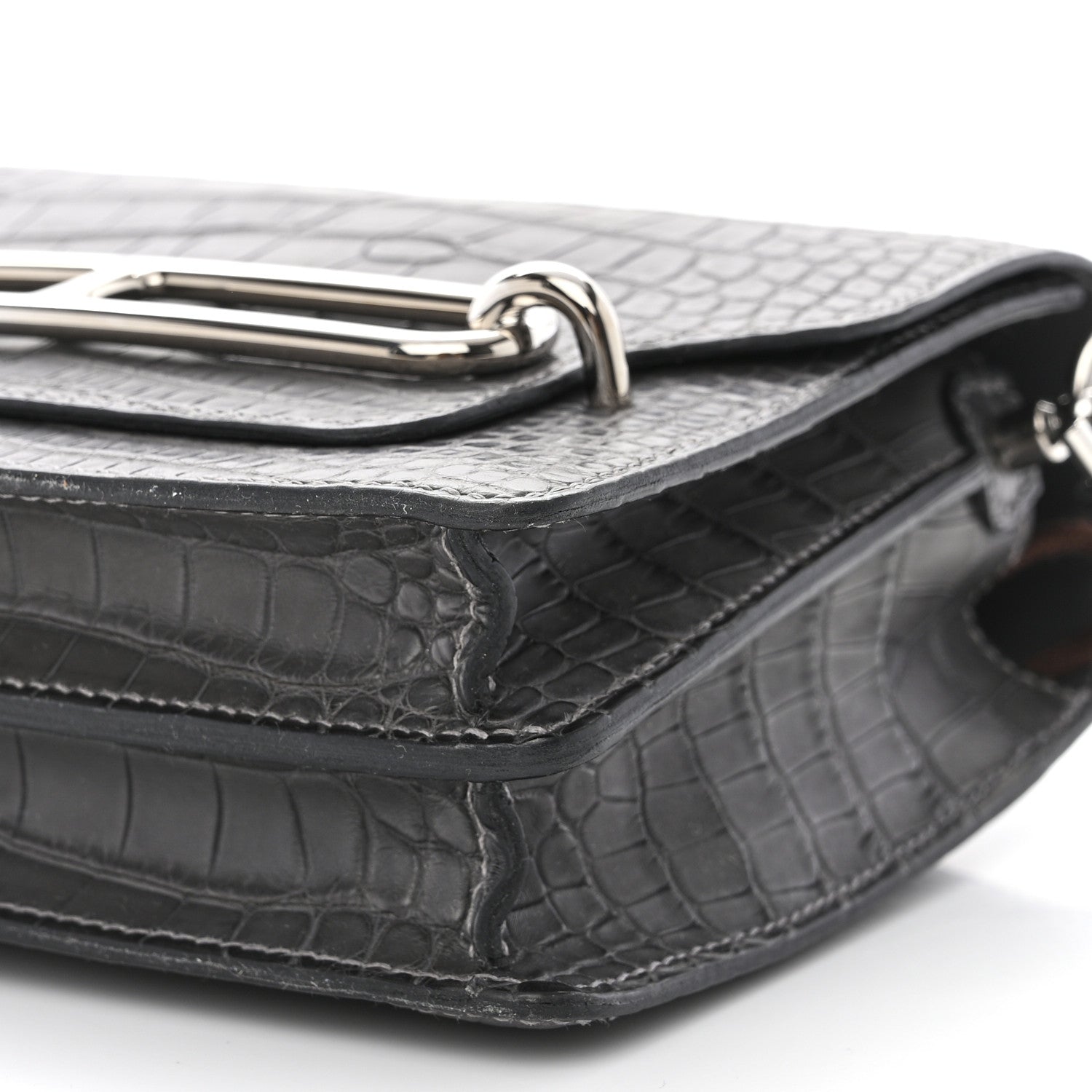 Hermes Matte Alligator Mini Sac Roulis Graphite 10 of 10