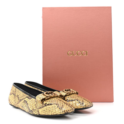 Gucci Snakeskin GG Bow Ballet Flats 38 Roccia 9 of 9