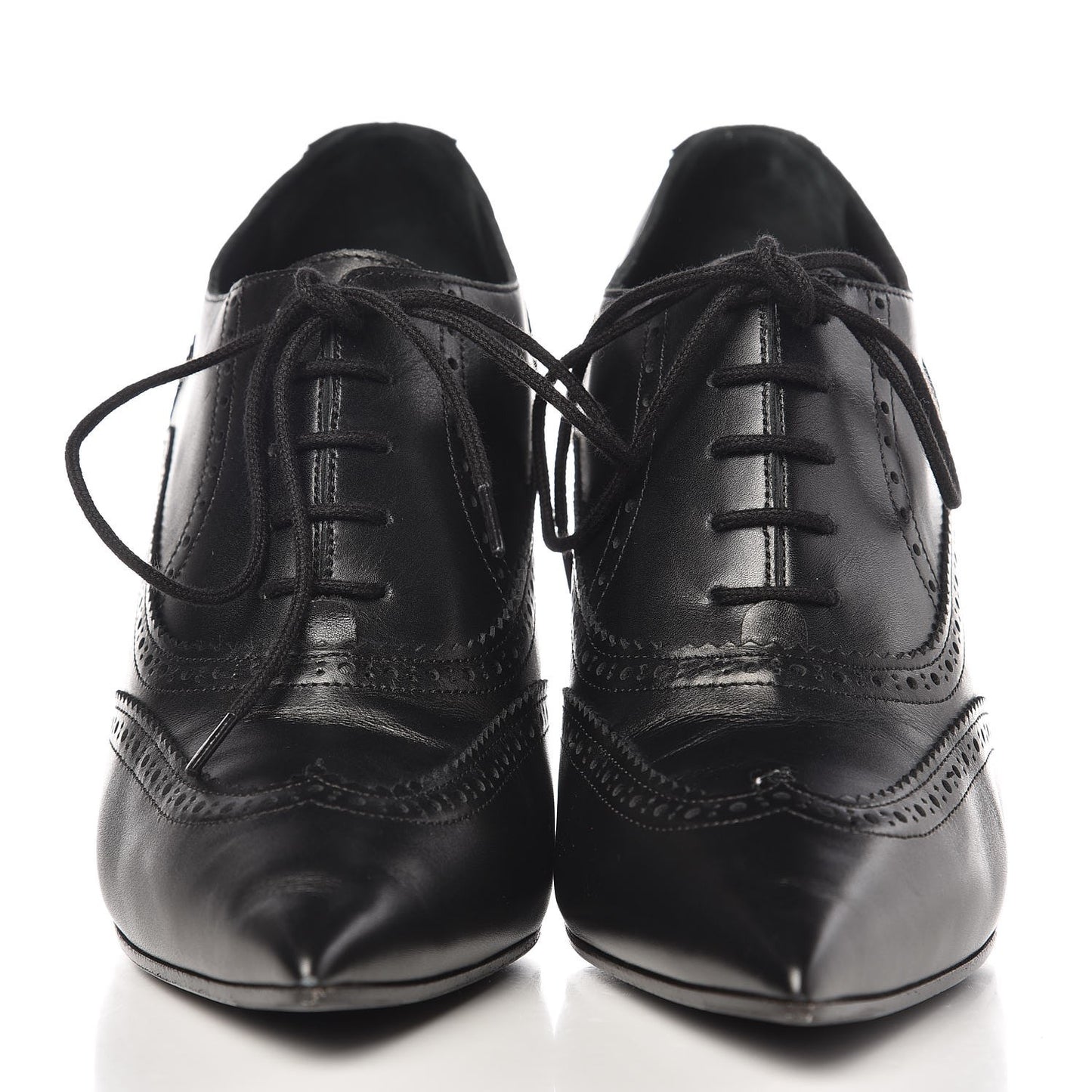 Calfskin CC Oxford Lace Up Booties 39 Black