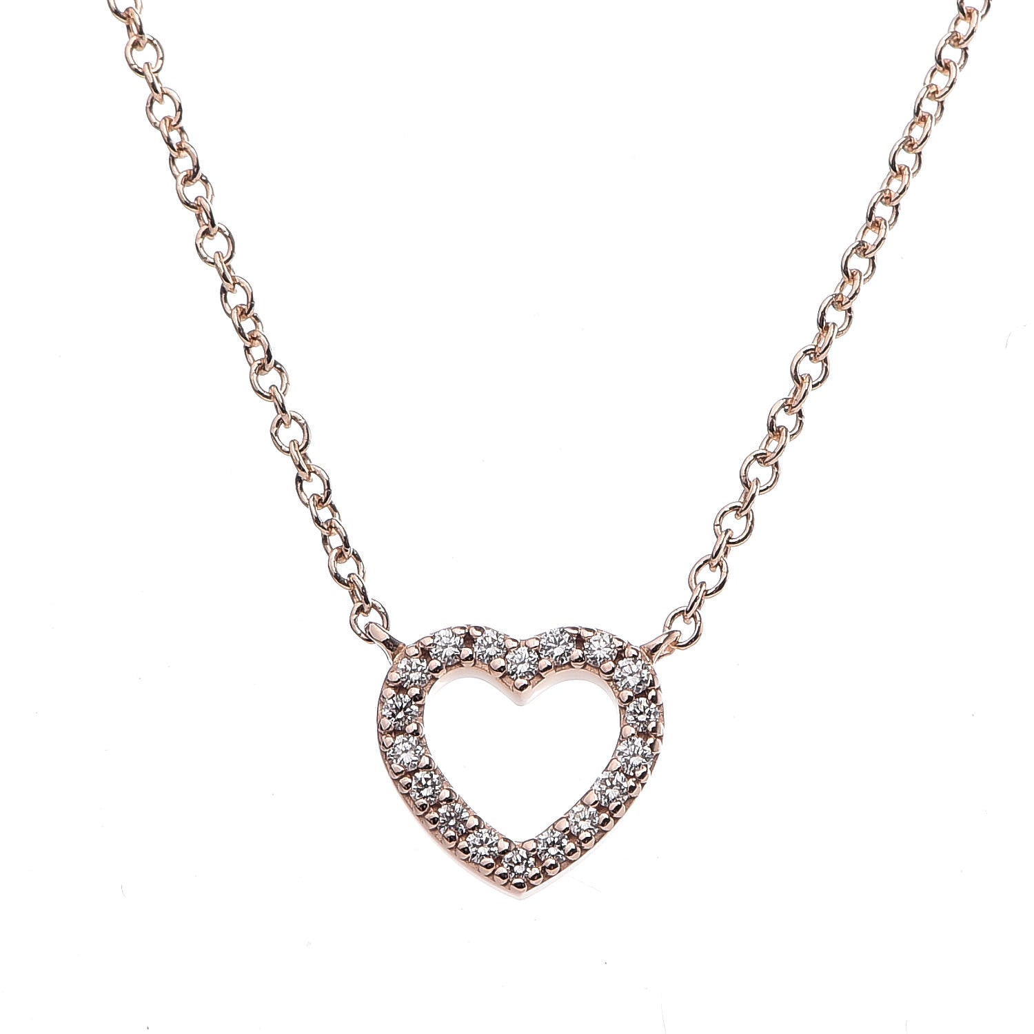 Tiffany 18K Rose Gold Diamond Metro Heart Pendant Necklace 4 of 6
