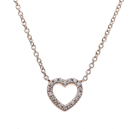 Tiffany 18K Rose Gold Diamond Metro Heart Pendant Necklace 4 of 6