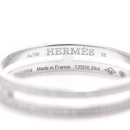 Hermes 18K White Gold Diamond Ariane Wedding Band Ring 56 7.5 4 of 5