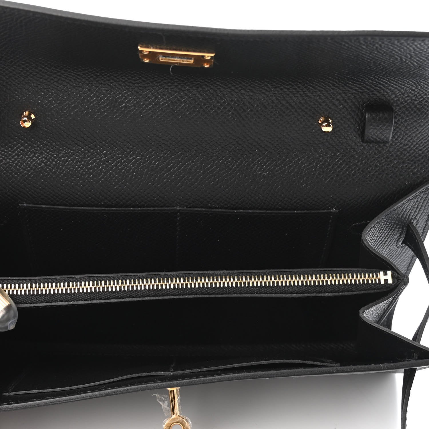 Hermes Epsom Shiny Alligator Touch Kelly Wallet To Go Black 4 of 4
