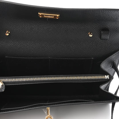 Hermes Epsom Shiny Alligator Touch Kelly Wallet To Go Black 4 of 4
