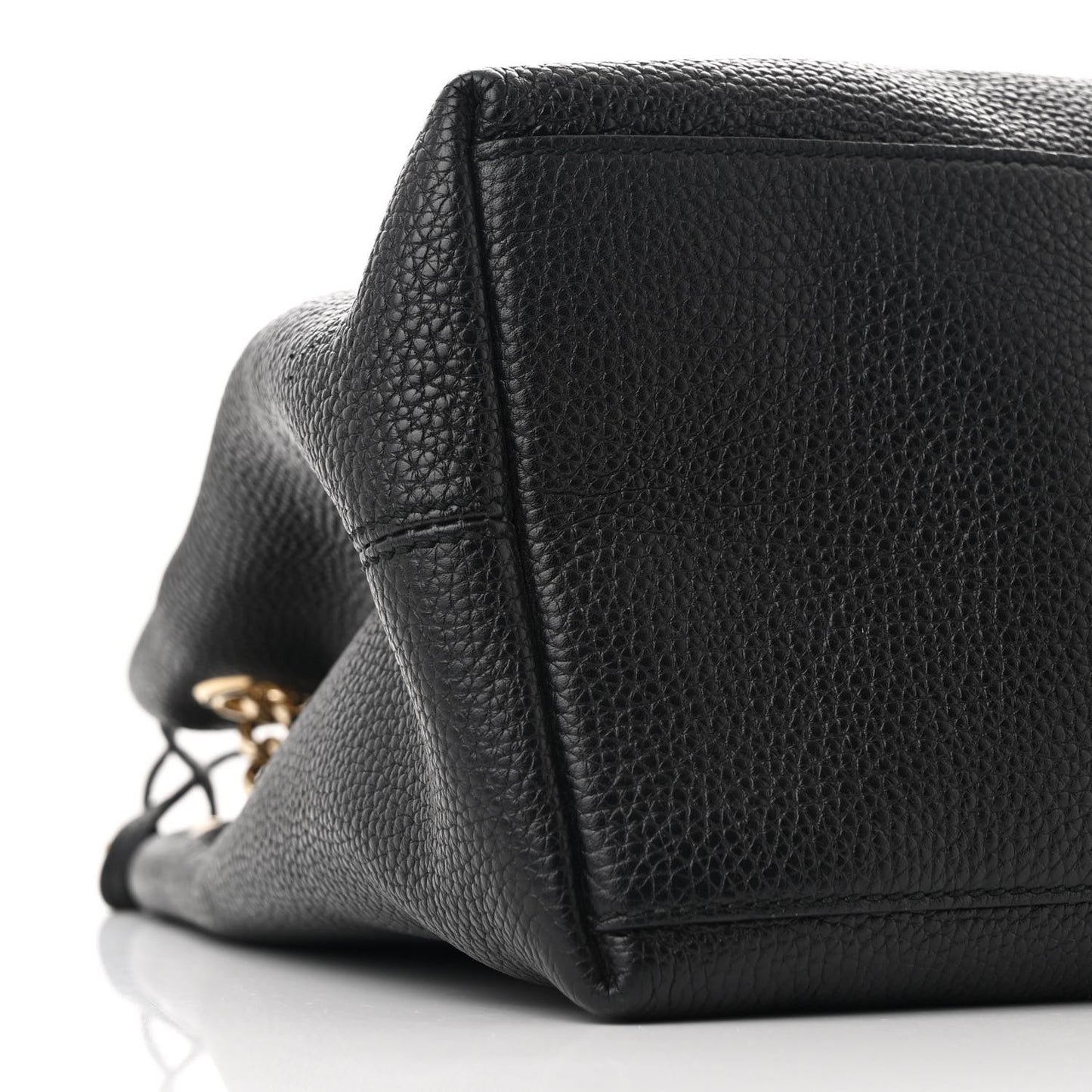 Pebbled Calfskin Medium Soho Chain Shoulder Bag Black