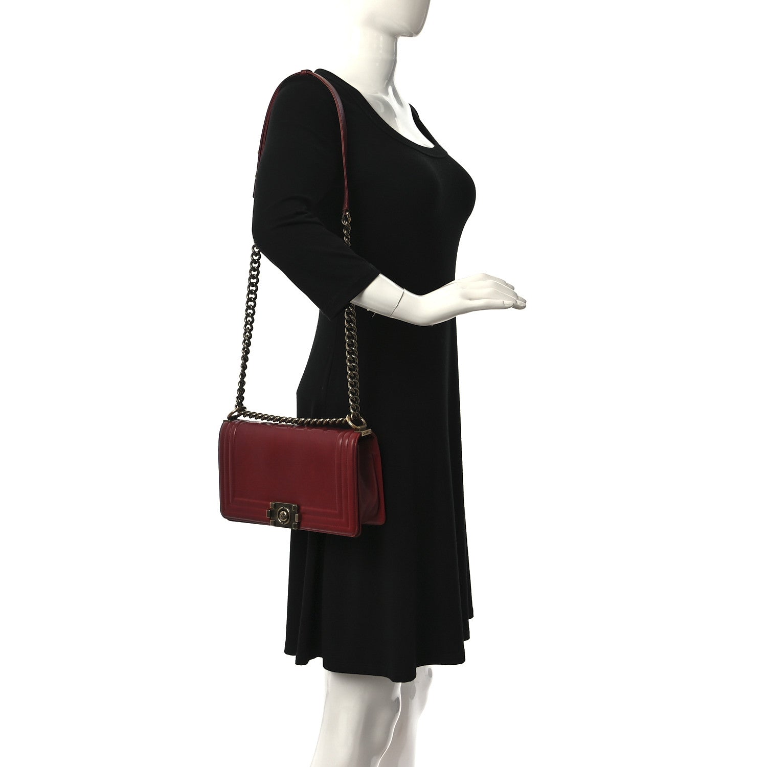 Chanel Glazed Calfskin Medium Boy Flap Red 2 of 14