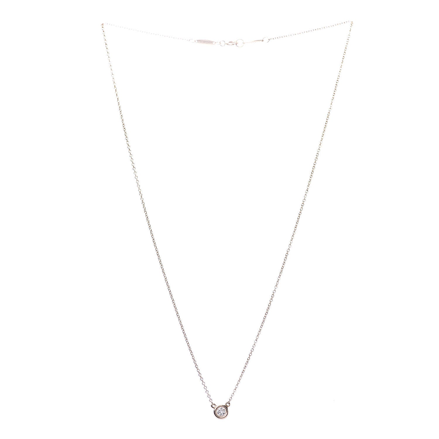 Tiffany 18K Rose Gold Diamond .16ct Elsa Peretti Diamonds by the Yard Pendant Necklace 3 of 8