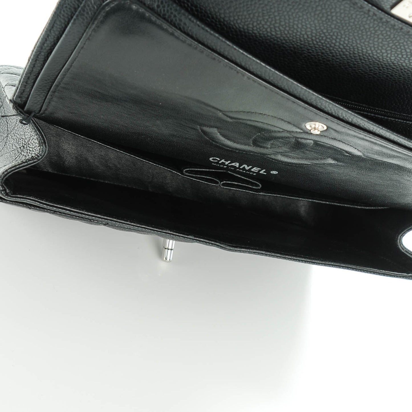 Caviar Quilted Medium Double Flap Black