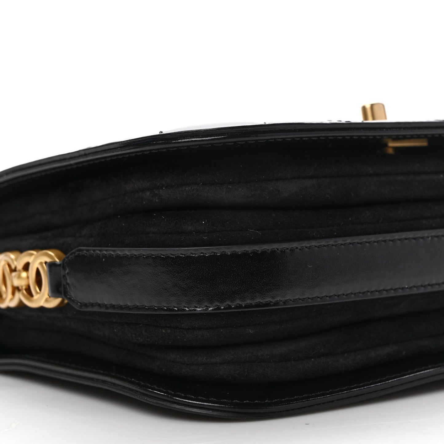 Shiny Calfskin Quilted Suede Goatskin Messenger Black