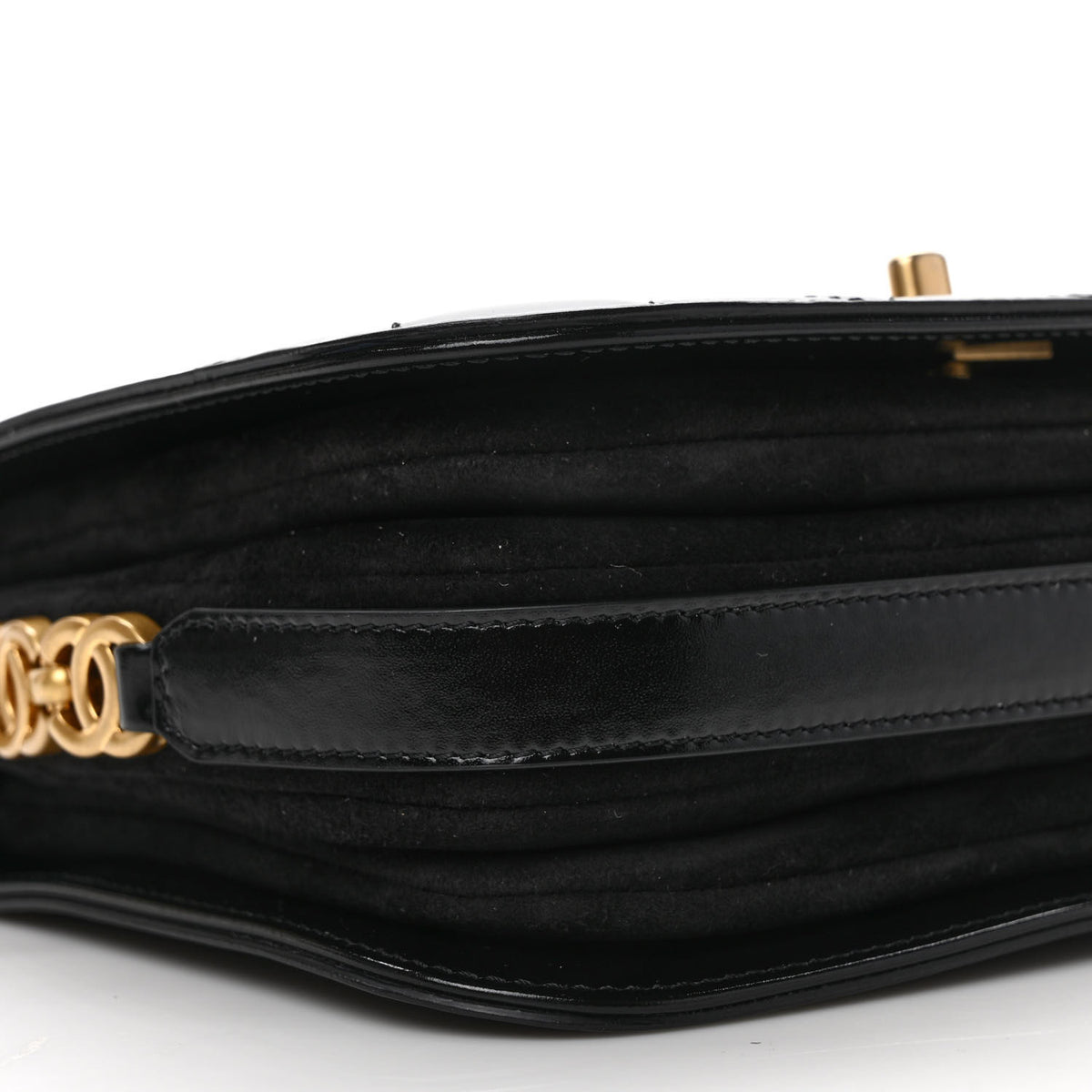 Shiny Calfskin Quilted Suede Goatskin My Sweet CC Messenger Black