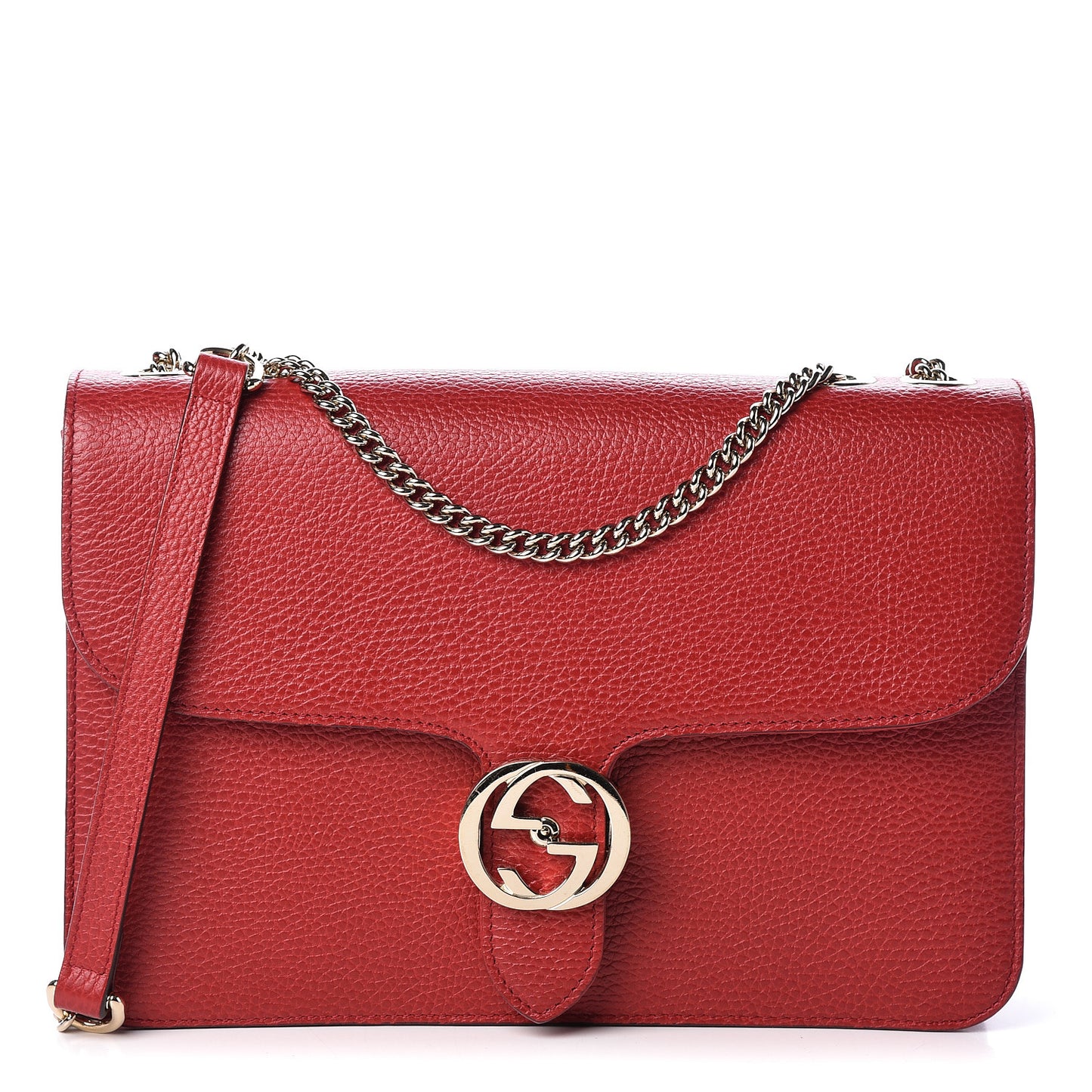 Dollar Calfskin Interlocking G Shoulder Bag Red