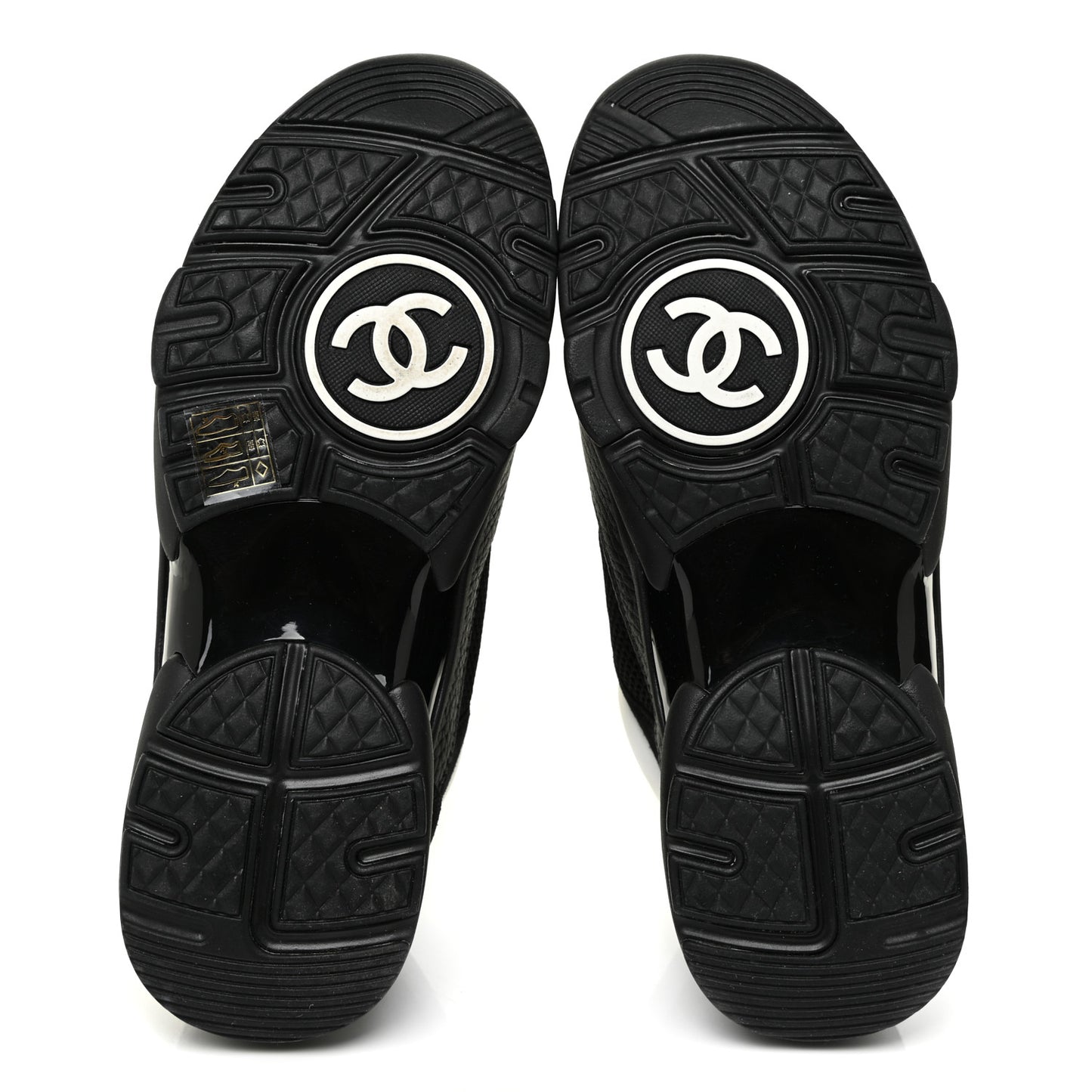 Fabric Calfskin Suede CC Sneakers 38 Black White