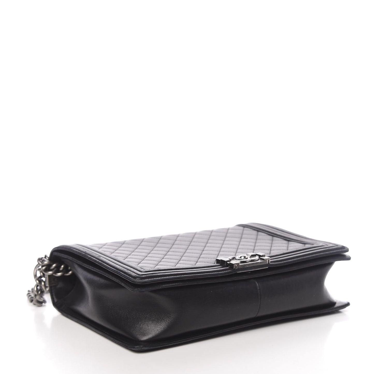 Lambskin Quilted Large Boy Flap Black