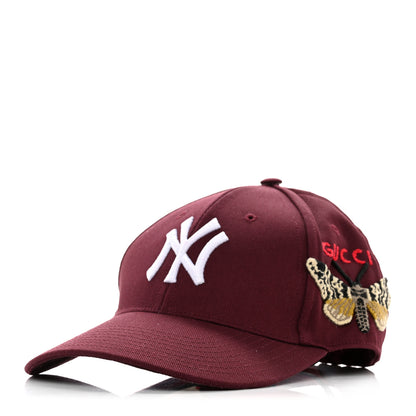 Gucci X MLB Cotton NY Yankees Baseball Hat 57-61 Lacquer 1 of 10