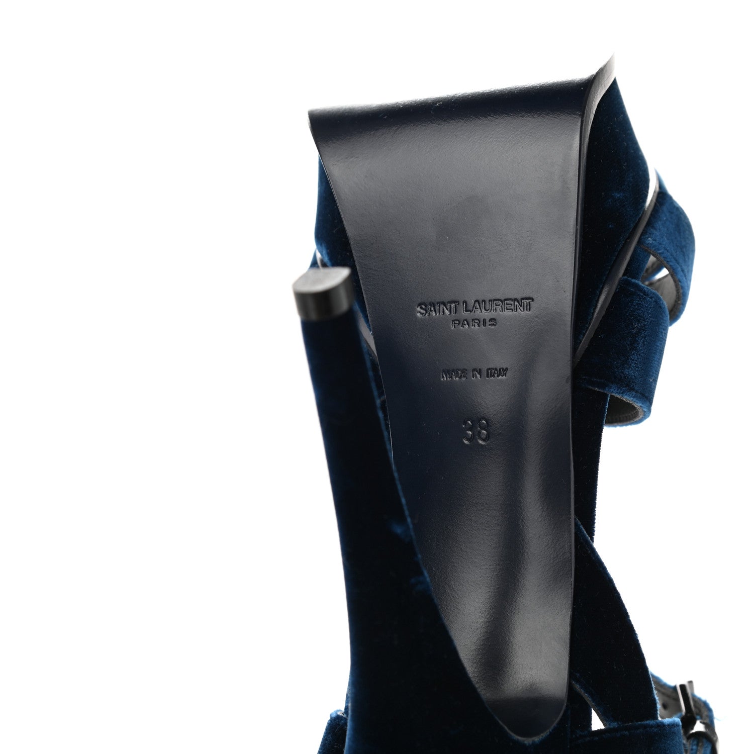 Saint Laurent Velvet Tribute 105 Platform Sandals 38 Bleuette 6 of 10