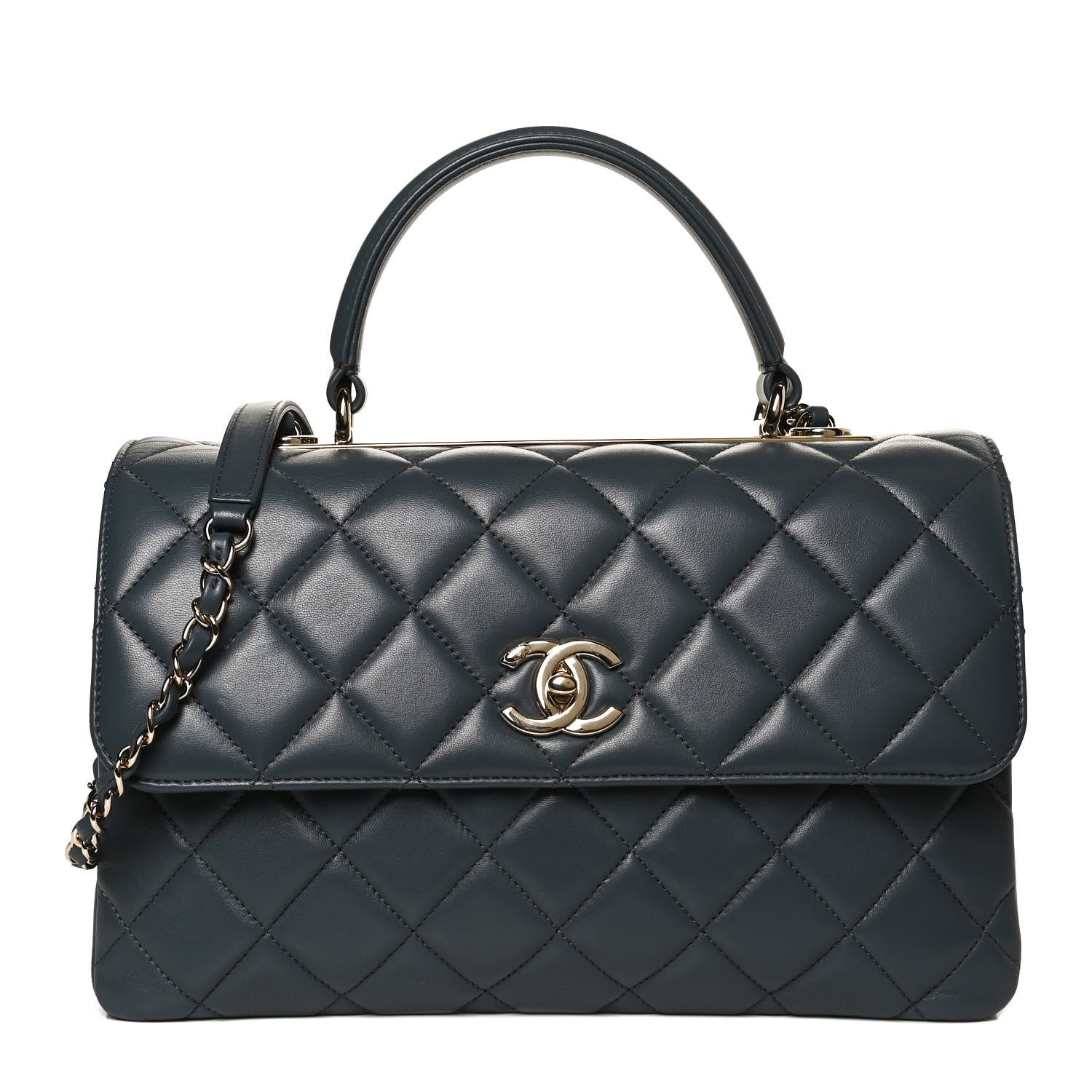 Chanel Lambskin Quilted Medium Trendy CC Flap Dual Handle Bag Blue 1 of 10