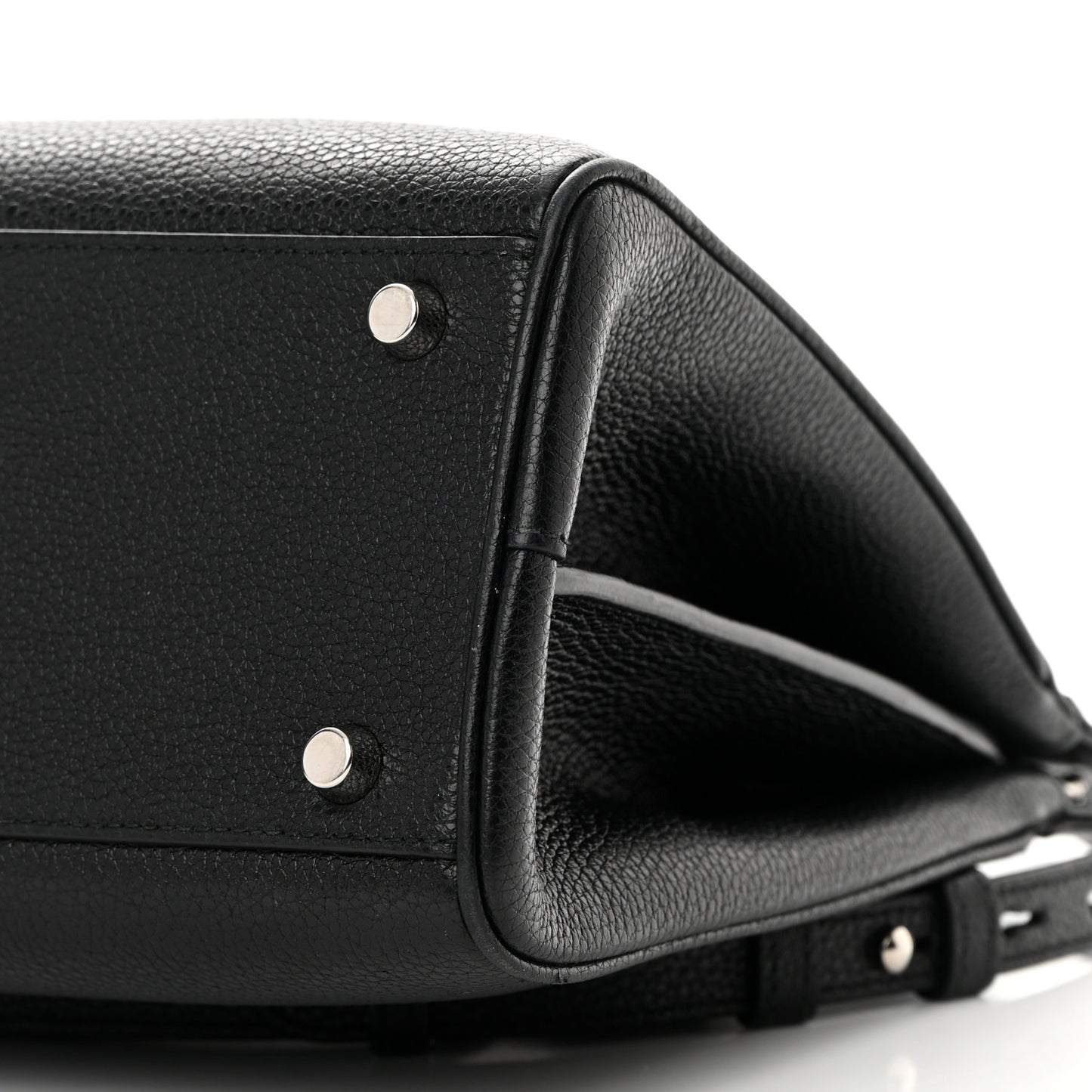 Grainy Calfskin Small Zumi Top Handle Bag Black