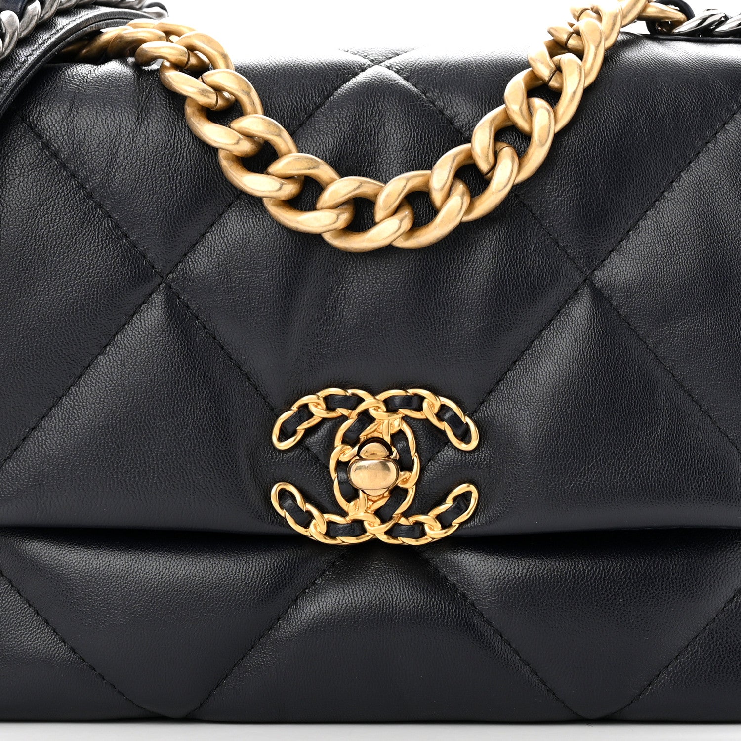 Chanel Lambskin Quilted Medium Chanel 19 Flap Navy Blue 8 of 10