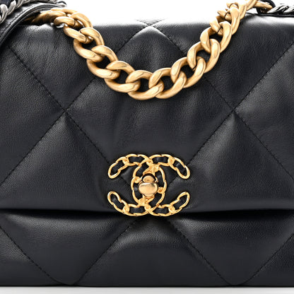 Chanel Lambskin Quilted Medium Chanel 19 Flap Navy Blue 8 of 10