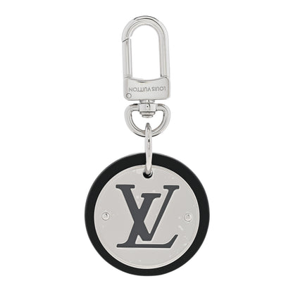 Louis Vuitton LOUIS VUITTON Metal Calfskin LV Cut Circle Bag Charm Key Holder Silver 1 of 5