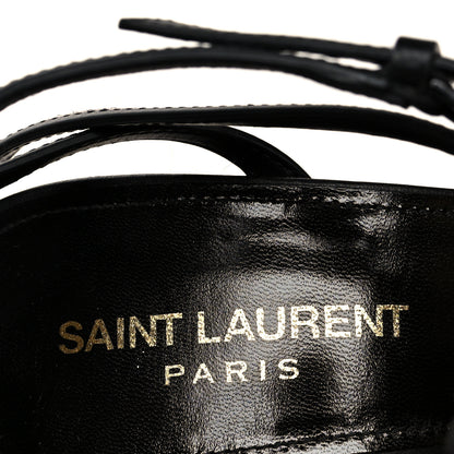 Saint Laurent Calfskin Cassandra Espadrille 105 Wedges 37 Black 6 of 7