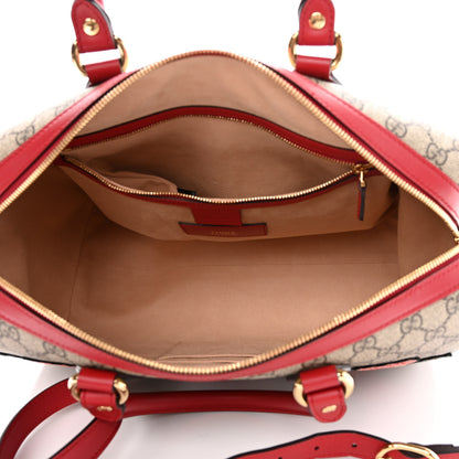 Gucci GG Supreme Monogram Rose Embroidered Medium Boston Hibiscus Red 5 of 11