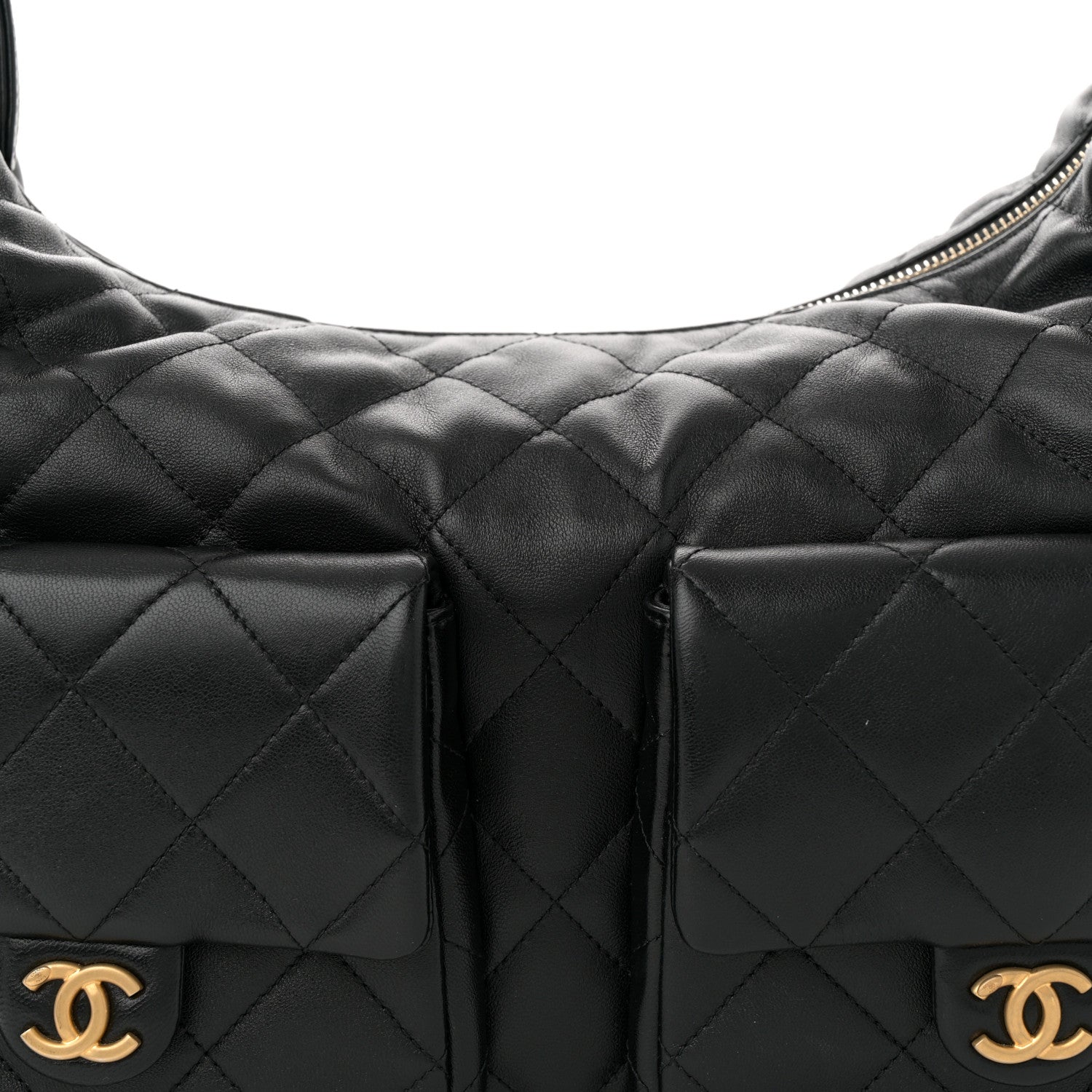 Chanel Shiny Lambskin Quilted Maxi Trendy Pockets Hobo Black 8 of 11