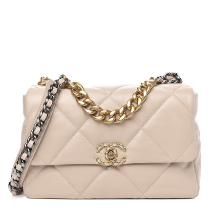 Chanel Goatskin Quilted Large 19 Flap Beige 1 of 11