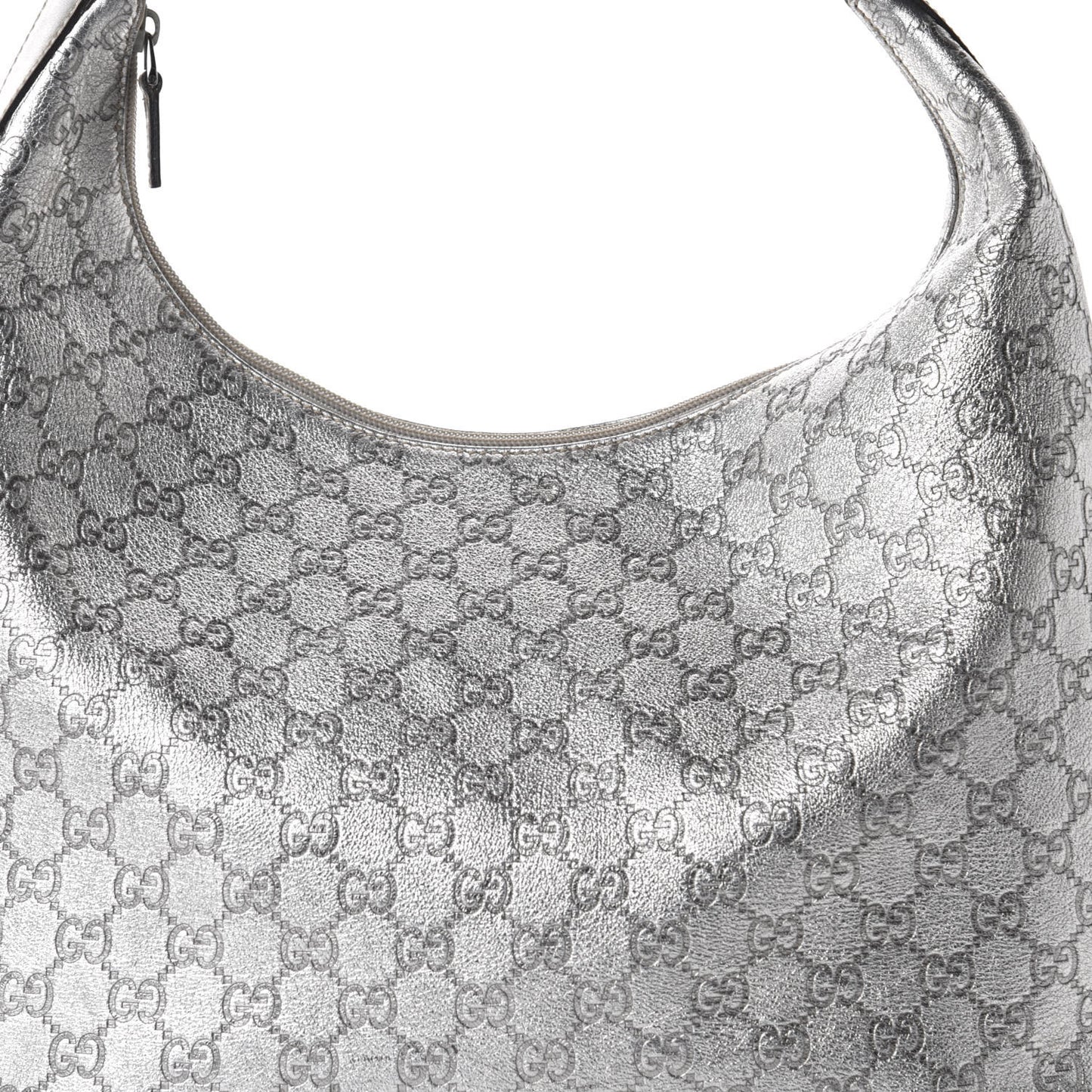 Metallic Guccissima Hobo Silver