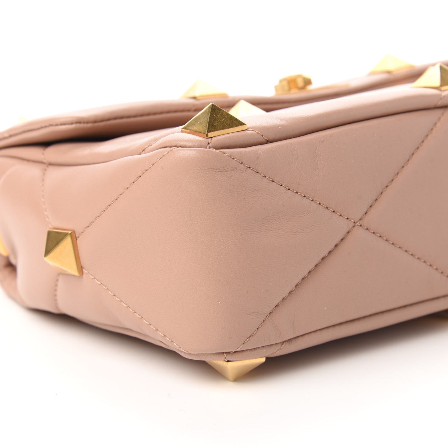 Nappa Large Roman Stud Shoulder Bag Rose Cannelle
