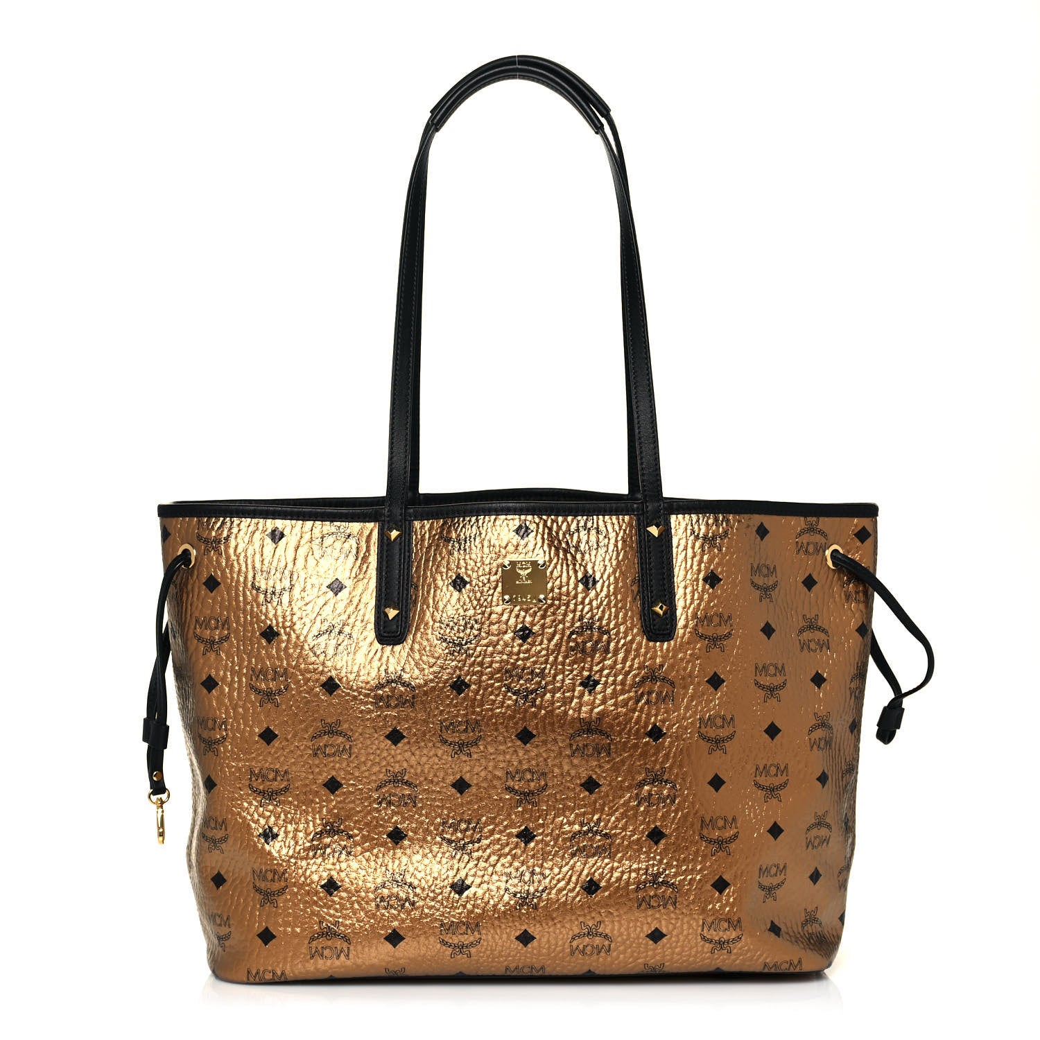 MCM Metallic Visetos Medium Shopper Tote Gold 1 of 11