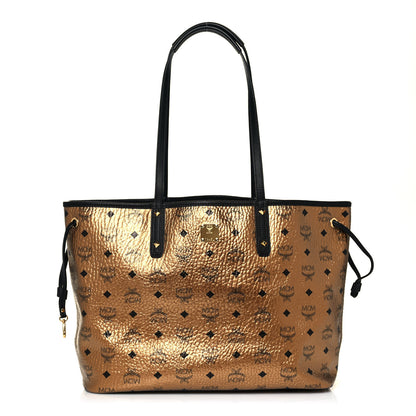MCM Metallic Visetos Medium Shopper Tote Gold 1 of 11