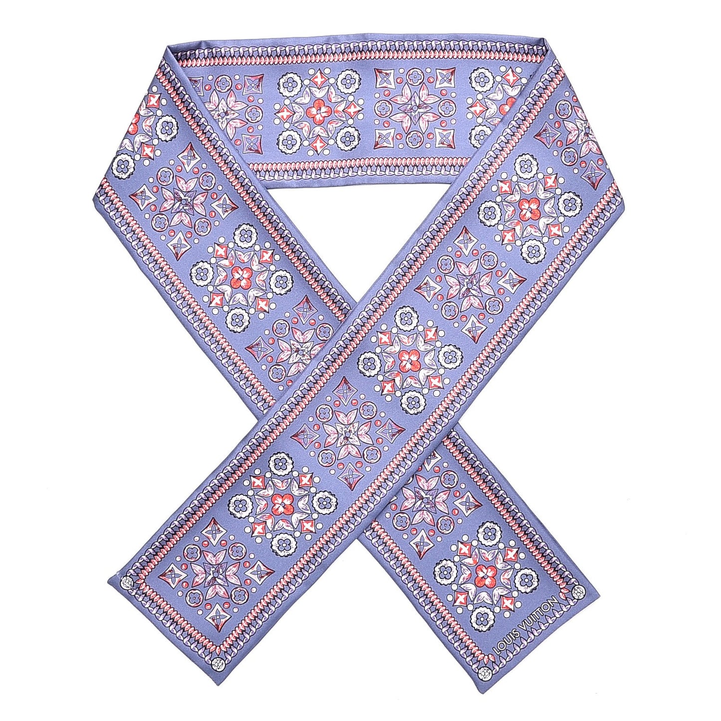 Silk Monogram Giant Lvrtual Flowers Bandeau Denim