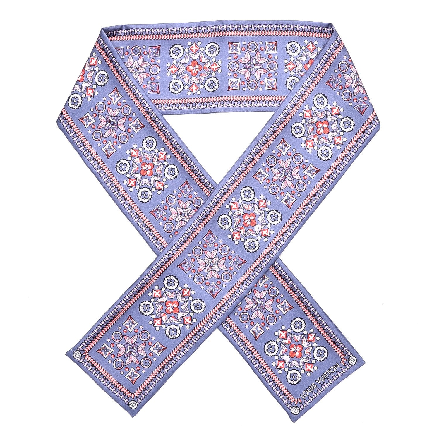 Louis Vuitton Silk Monogram Giant Lvrtual Flowers Bandeau Denim 1 of 4