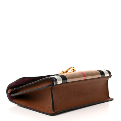Burberry Derby Calfskin House Check Small Macken Crossbody Bag Tan 4 of 13