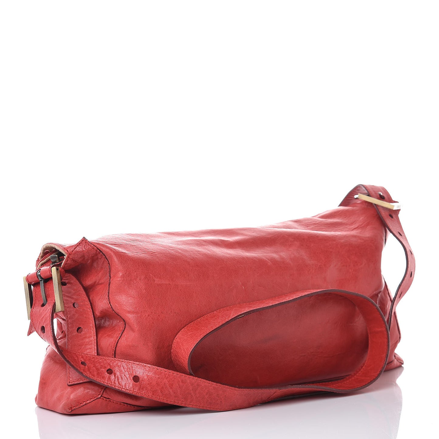 Calfskin Whipstitch Baguette Red