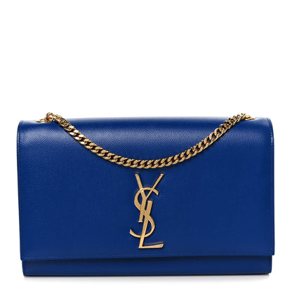 Saint Laurent Grain De Poudre Medium Classic Monogram Kate Satchel Flash Blue 1 of 12