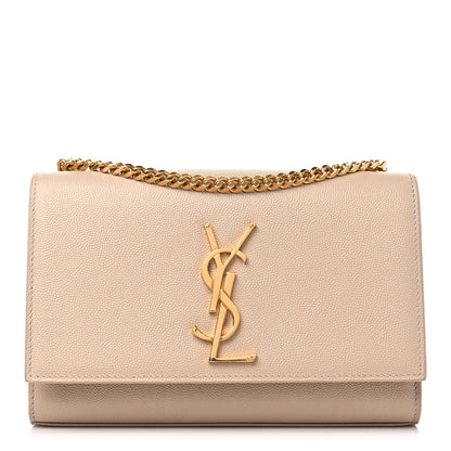 Saint Laurent Grain De Poudre Medium Monogram Kate Satchel Dark Beige 1 of 13