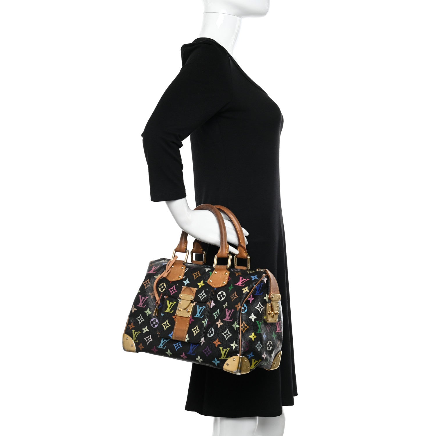 Louis Vuitton Monogram Multicolor Speedy 30 Black 2 of 15