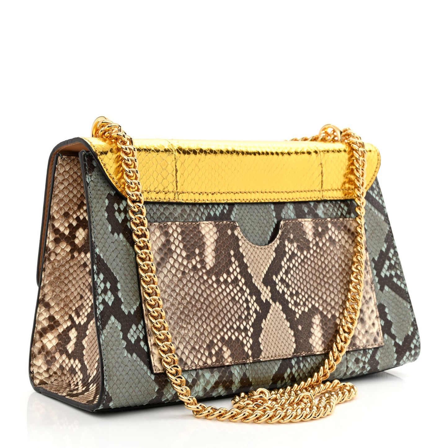 Metallic Snakeskin Medium Padlock Shoulder Bag Multicolor Multicolor Multicolor