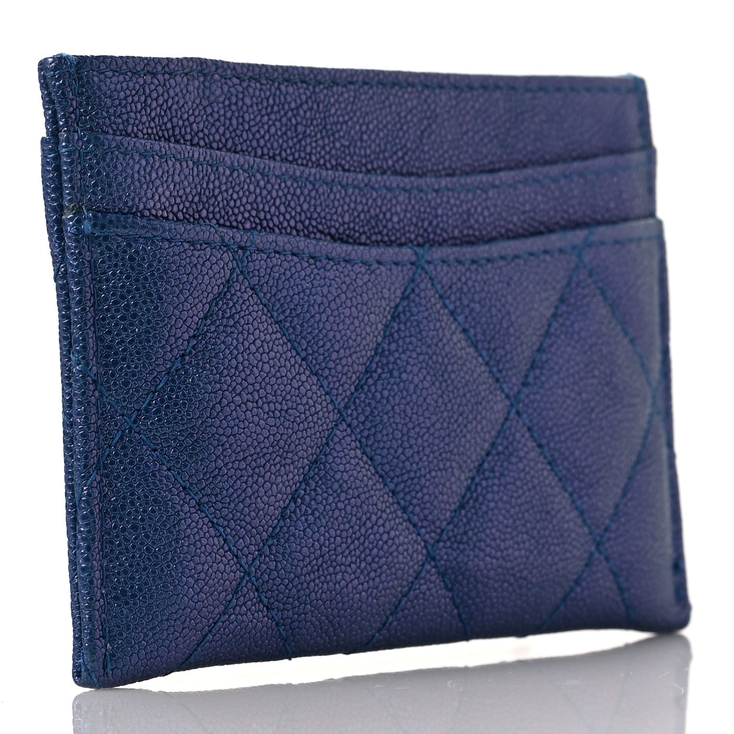Chanel Iridescent Caviar Quilted Card Holder Dark Blue 3 of 12