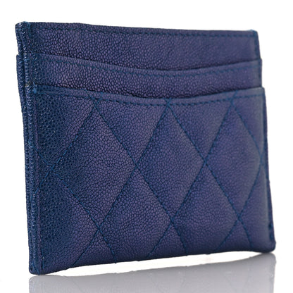 Chanel Iridescent Caviar Quilted Card Holder Dark Blue 3 of 12