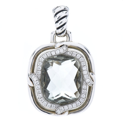 David Yurman Sterling Silver Diamond Prasiolite 19mm Labyrinth Pendant 1 of 3