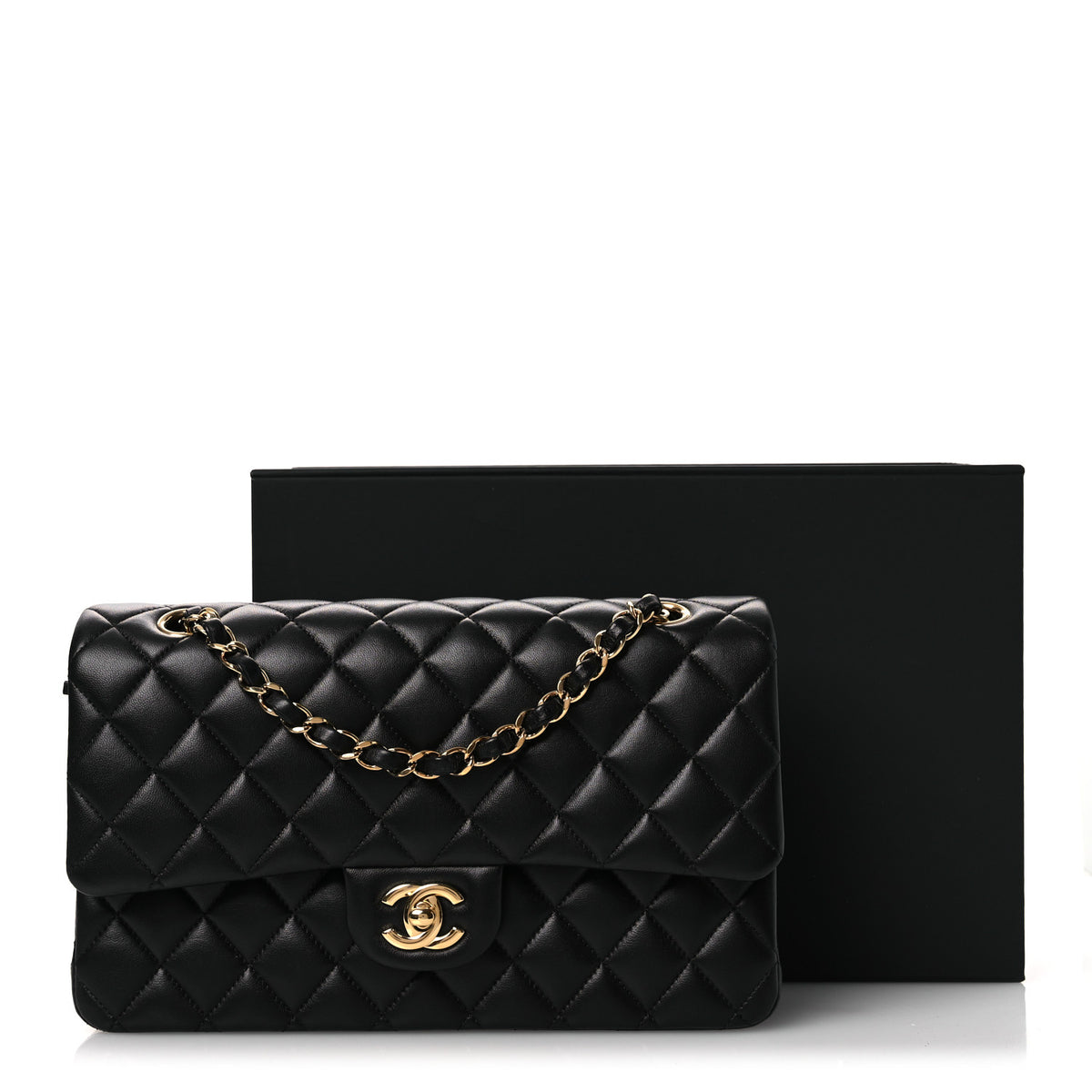 Chanel Lambskin Quilted Medium Double Flap Black 13 of 13