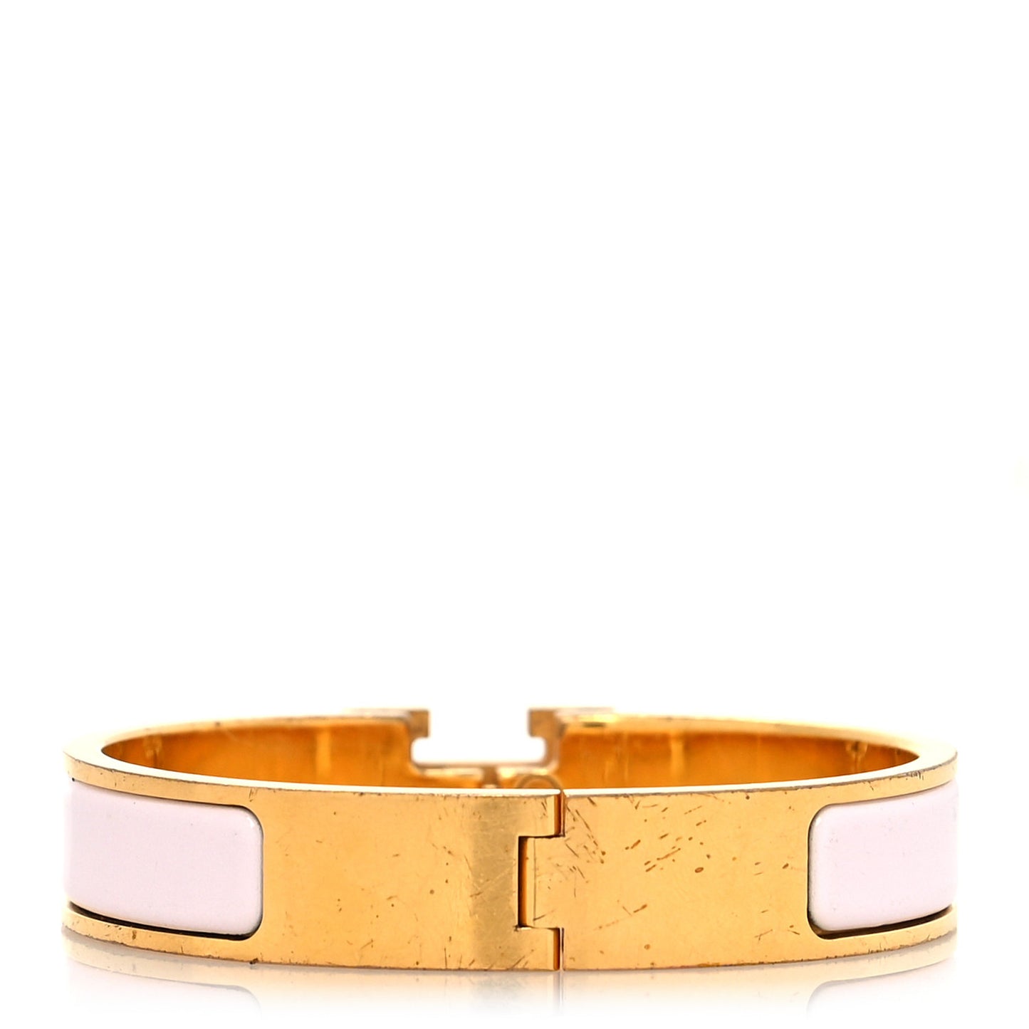 Enamel Narrow Clic Clac H Bracelet GM Rose Dragee