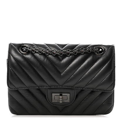 Chanel Aged Calfskin Chevron Quilted 2.55 Reissue Mini Flap So Black 1 of 12