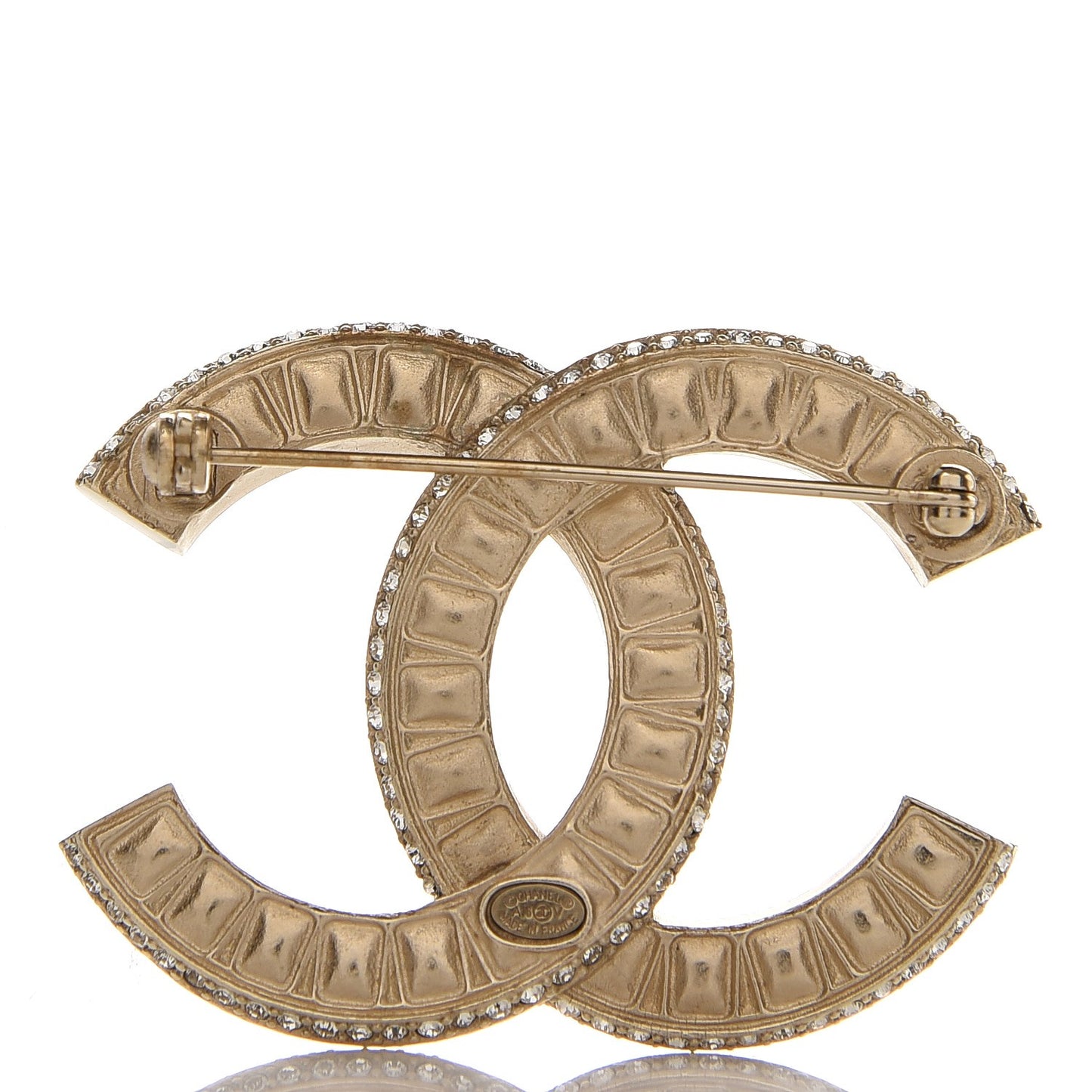 Baguette Crystal CC Brooch Gold